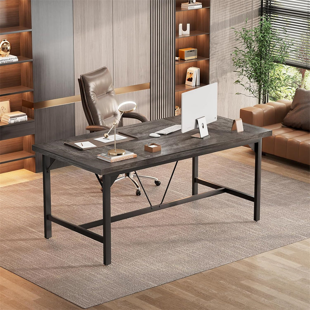 63 Inch Computer Desk, Large Rectangular Sturdy Office Desk, Premium 2 Person Long Desk