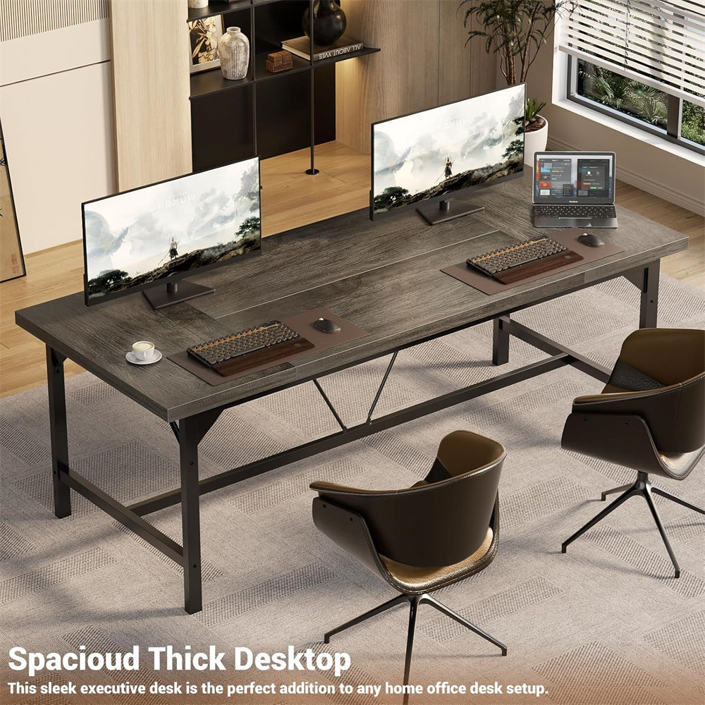 63 Inch Computer Desk, Large Rectangular Sturdy Office Desk, Premium 2 Person Long Desk