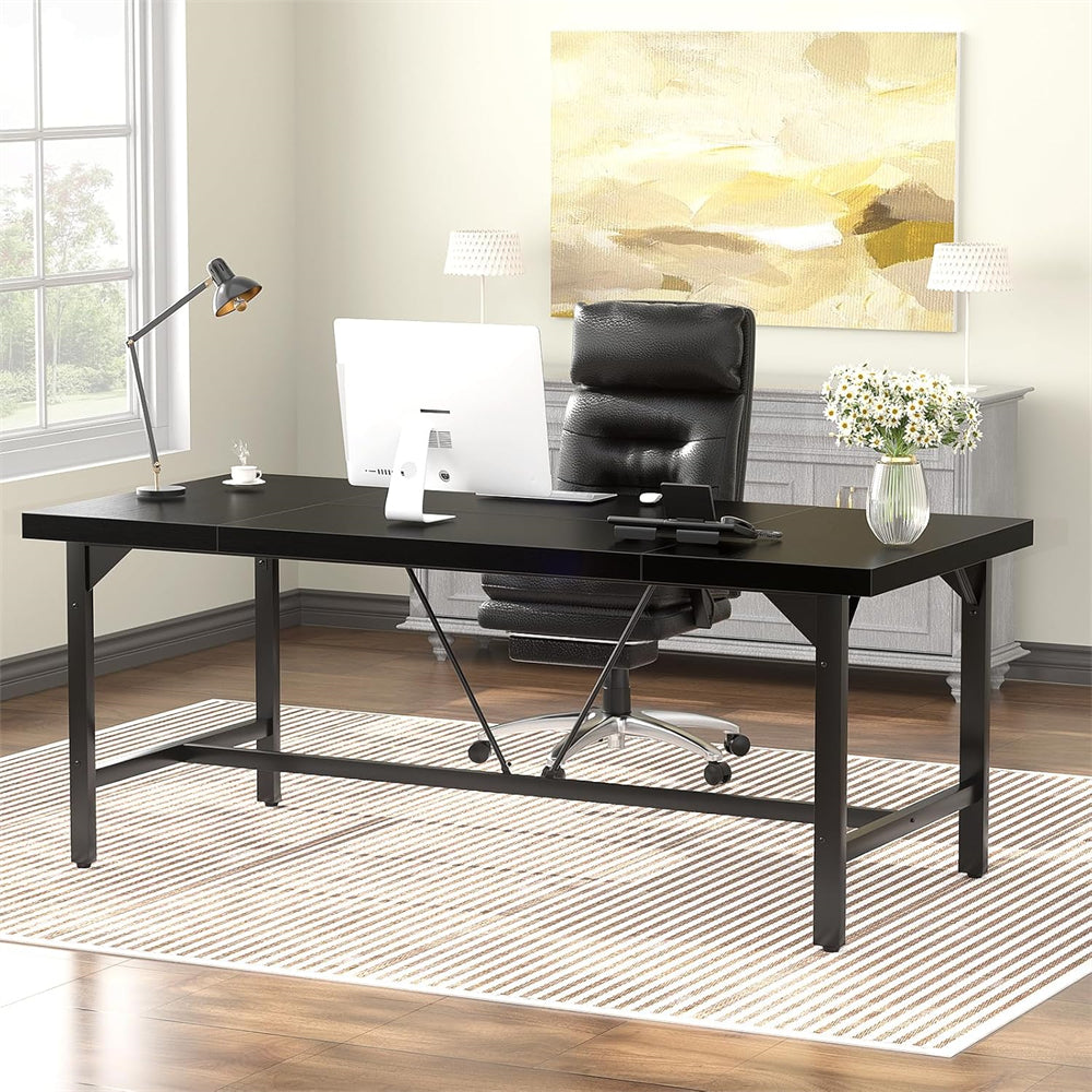 63 Inch Computer Desk, Large Rectangular Sturdy Office Desk, Premium 2 Person Long Desk