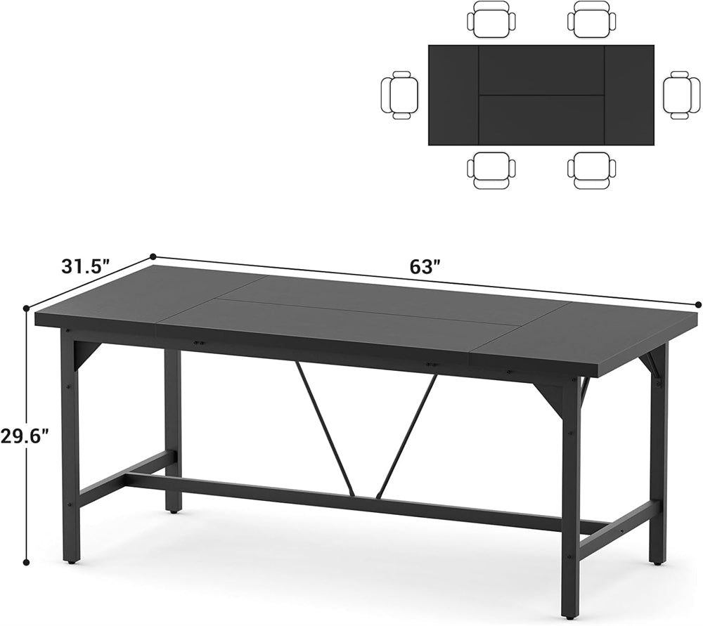 63 Inch Computer Desk, Large Rectangular Sturdy Office Desk, Premium 2 Person Long Desk