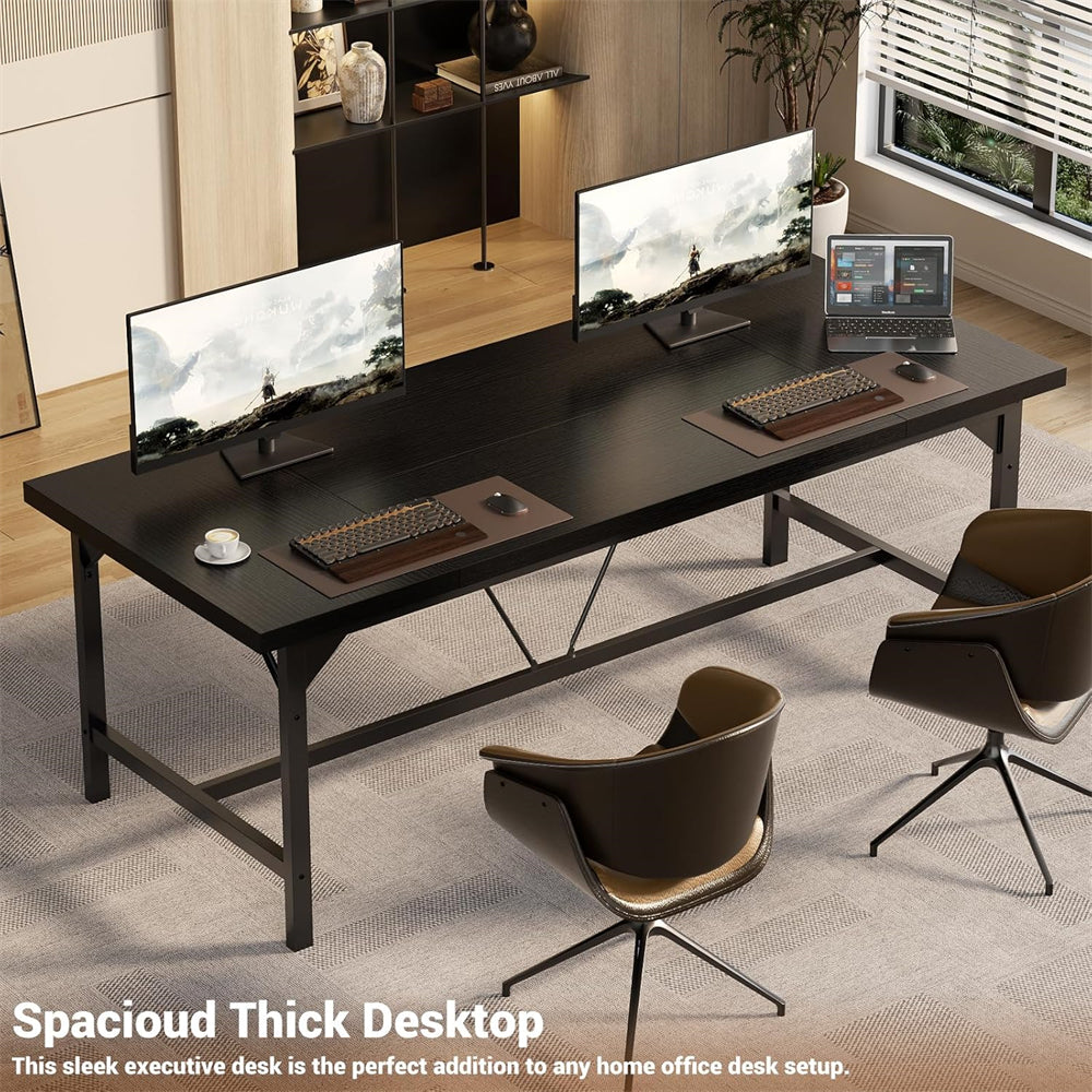 63 Inch Computer Desk, Large Rectangular Sturdy Office Desk, Premium 2 Person Long Desk