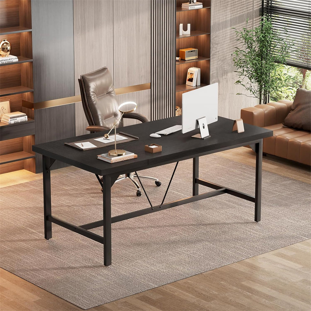 63 Inch Computer Desk, Large Rectangular Sturdy Office Desk, Premium 2 Person Long Desk