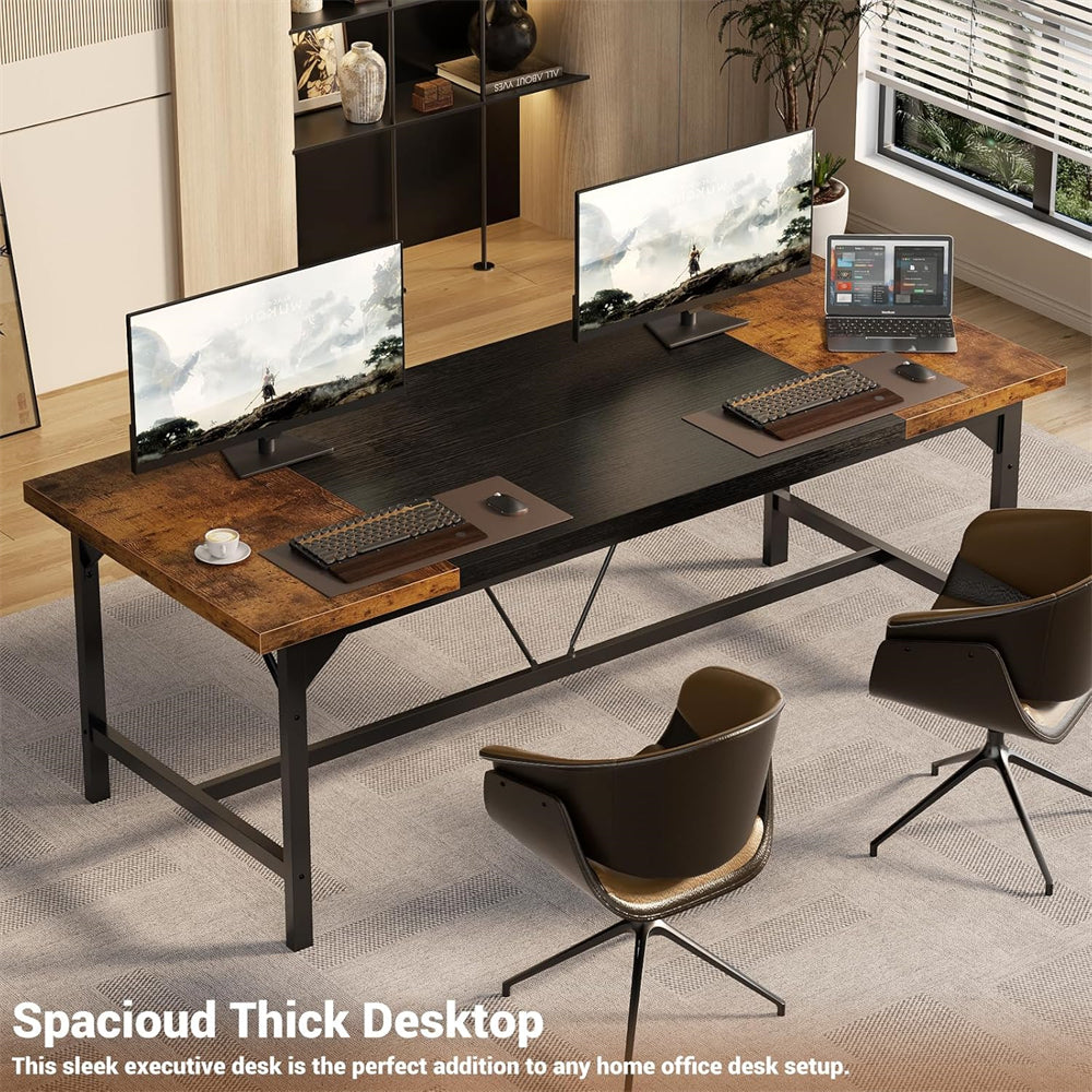 63 Inch Computer Desk, Large Rectangular Sturdy Office Desk, Premium 2 Person Long Desk