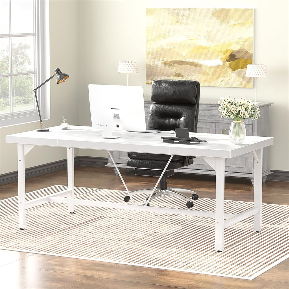 63 Inch Computer Desk, Large Rectangular Sturdy Office Desk, Premium 2 Person Long Desk