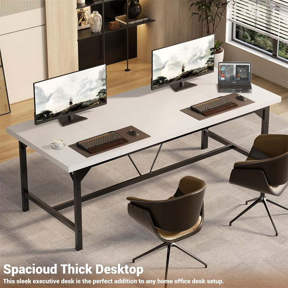 63 Inch Computer Desk, Large Rectangular Sturdy Office Desk, Premium 2 Person Long Desk