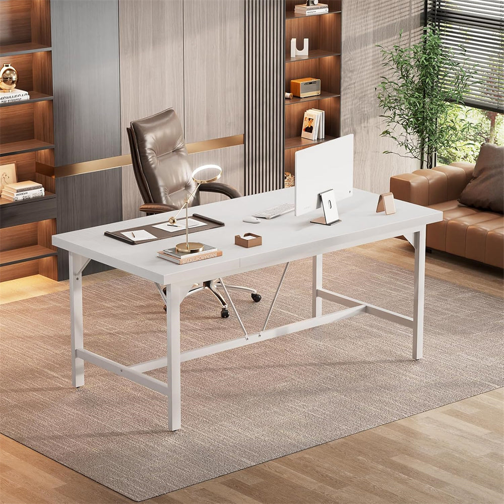 63 Inch Computer Desk, Large Rectangular Sturdy Office Desk, Premium 2 Person Long Desk