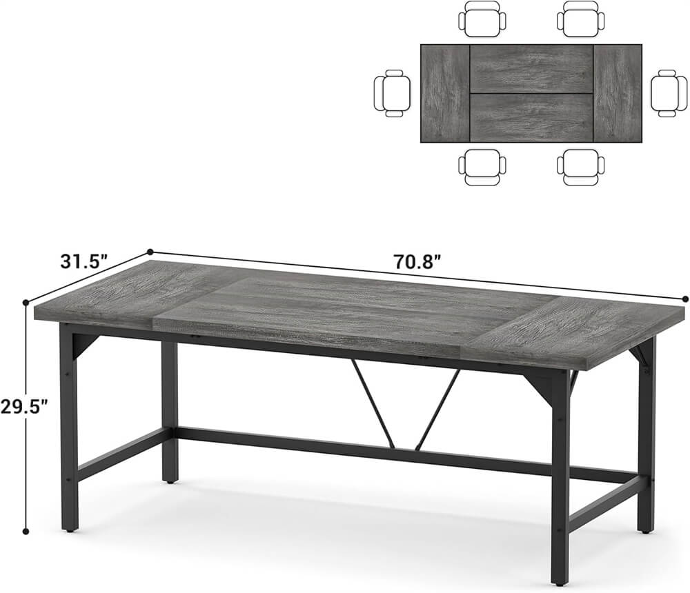Large Computer Office Desk, 70.8 x 31.5 Inch Extra Long Executive Computer Desk, Heavy Duty 2 Person Desk