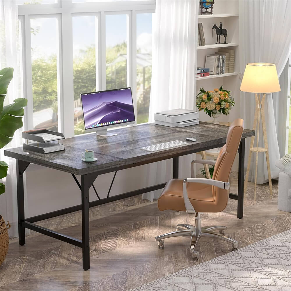 Large Computer Office Desk, 70.8 x 31.5 Inch Extra Long Executive Computer Desk, Heavy Duty 2 Person Desk