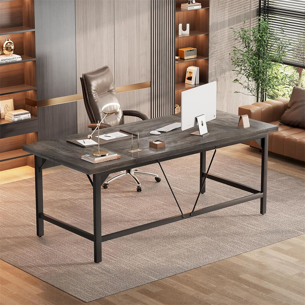 Large Computer Office Desk, 70.8 x 31.5 Inch Extra Long Executive Computer Desk, Heavy Duty 2 Person Desk