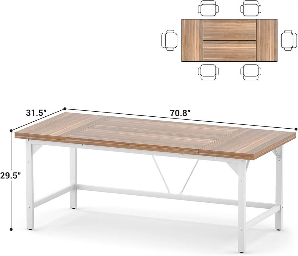 Large Computer Office Desk, 70.8 x 31.5 Inch Extra Long Executive Computer Desk, Heavy Duty 2 Person Desk