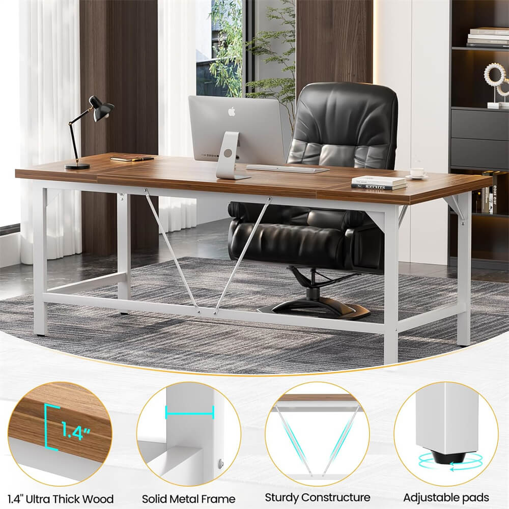 Large Computer Office Desk, 70.8 x 31.5 Inch Extra Long Executive Computer Desk, Heavy Duty 2 Person Desk