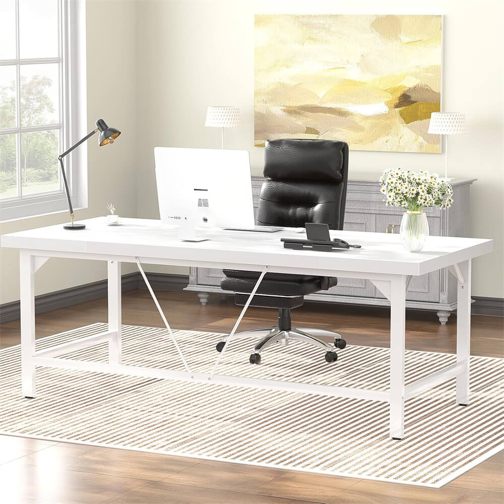 Large Computer Office Desk, 70.8 x 31.5 Inch Extra Long Executive Computer Desk, Heavy Duty 2 Person Desk