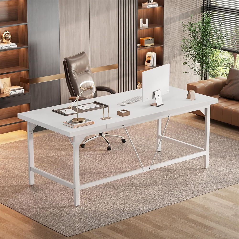 Large Computer Office Desk, 70.8 x 31.5 Inch Extra Long Executive Computer Desk, Heavy Duty 2 Person Desk