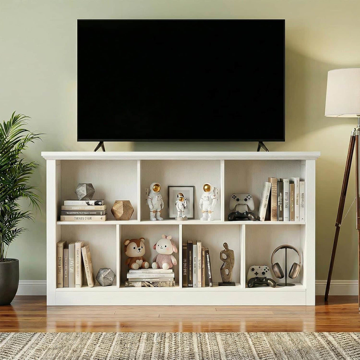7-Cube Storage Bookcase, Modern Cube Storage Shelf Organizer, Wooden Bookshelf for Small Spaces, Living Room, Bedroom & Entryway