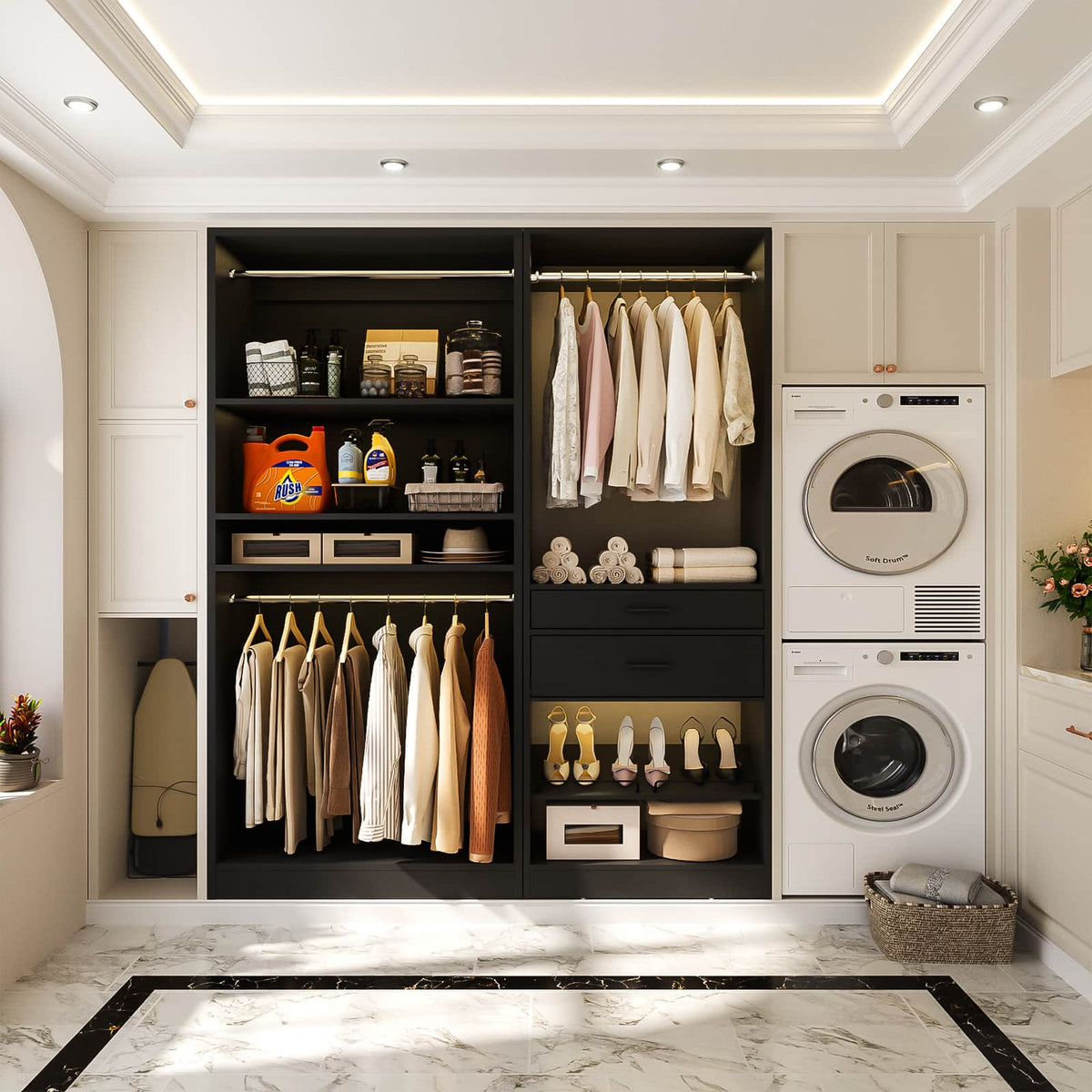 Closet System Set of 2, 5FT Closet Systems with 2 Wood Drawers