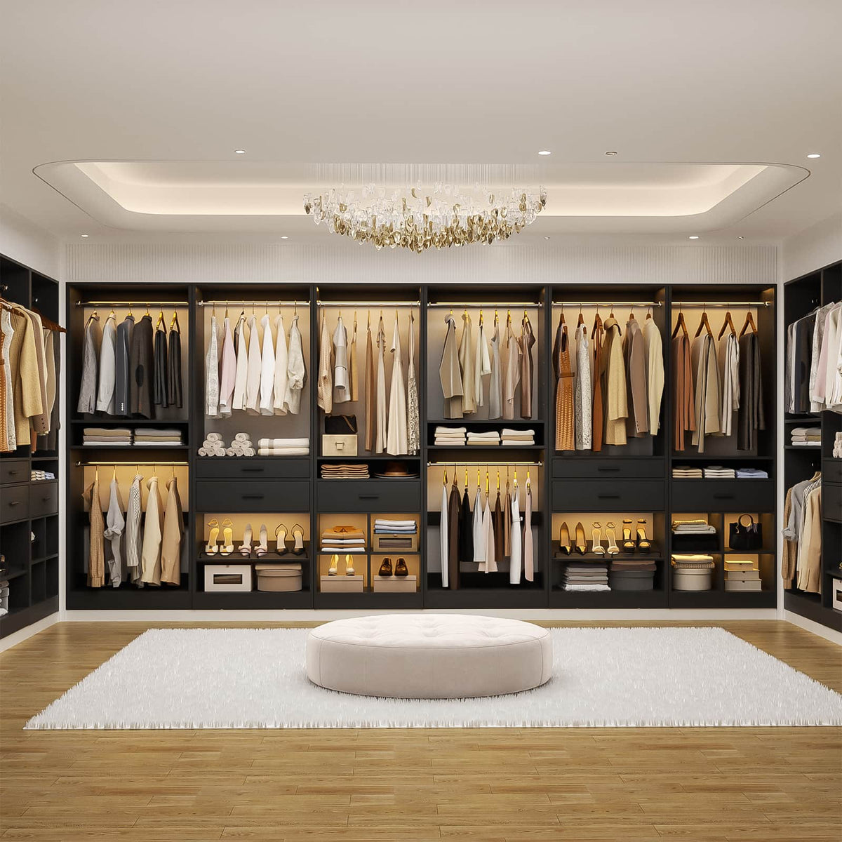 Closet System Set of 2, 4FT Closet Systems with 2 Wood Drawers