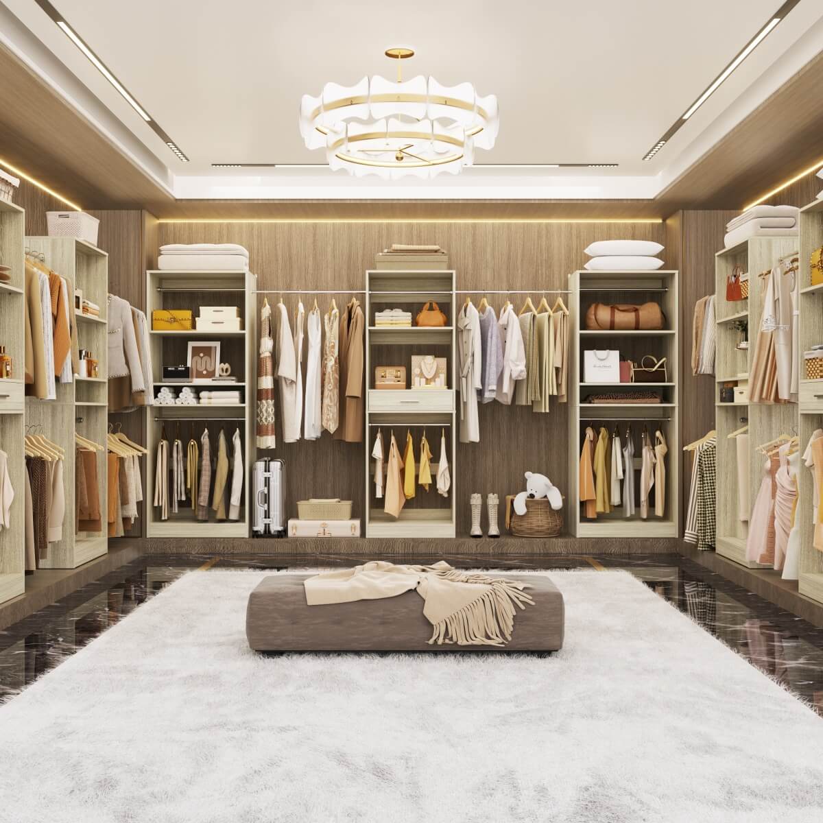 Walk-in Closet System with 10 Hanging Rods and Drawer, Adjustable, Set of 3