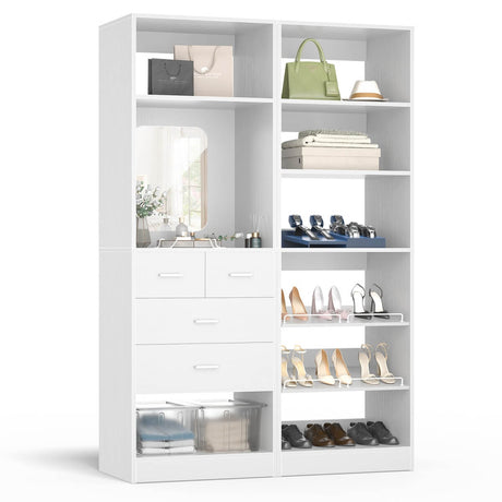 50'' Closet System with 2 Sets, Closet Organizer System with 4 Drawers & Shoe Racks