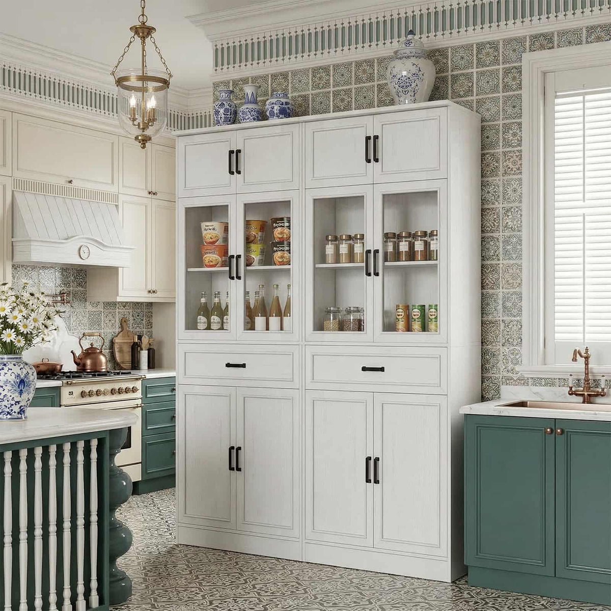 80" Pantry Cabinet with Soft Close Doors and 2 Drawer Organizers