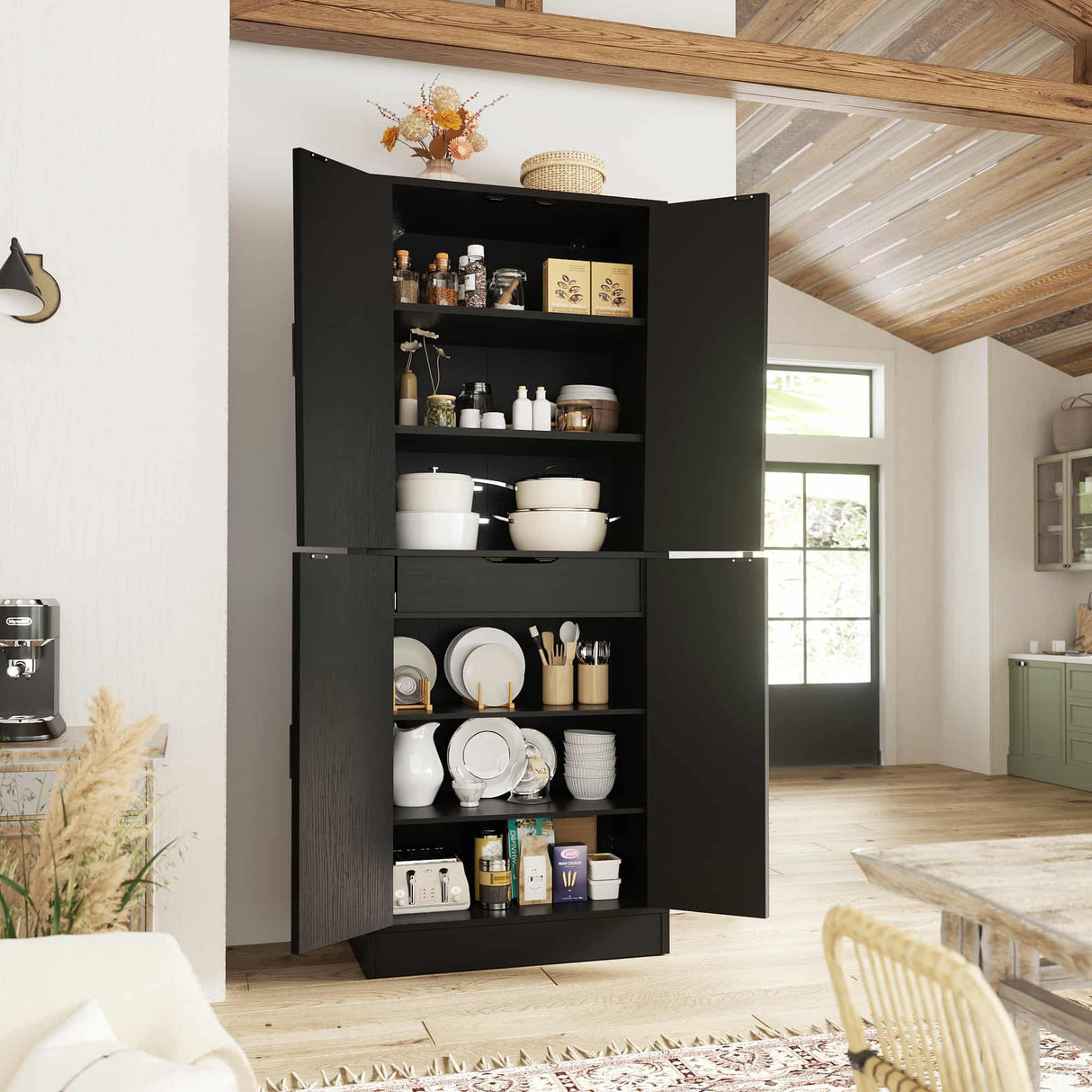 71 Inch Freestanding Farmhouse Kitchen Pantry Storage Cabinet