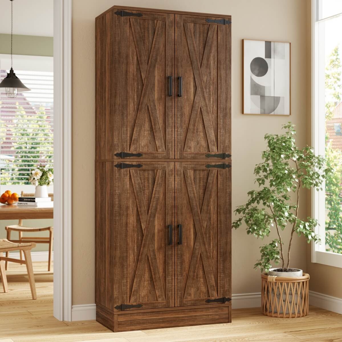 71 Inch Freestanding Farmhouse Kitchen Pantry Storage Cabinet