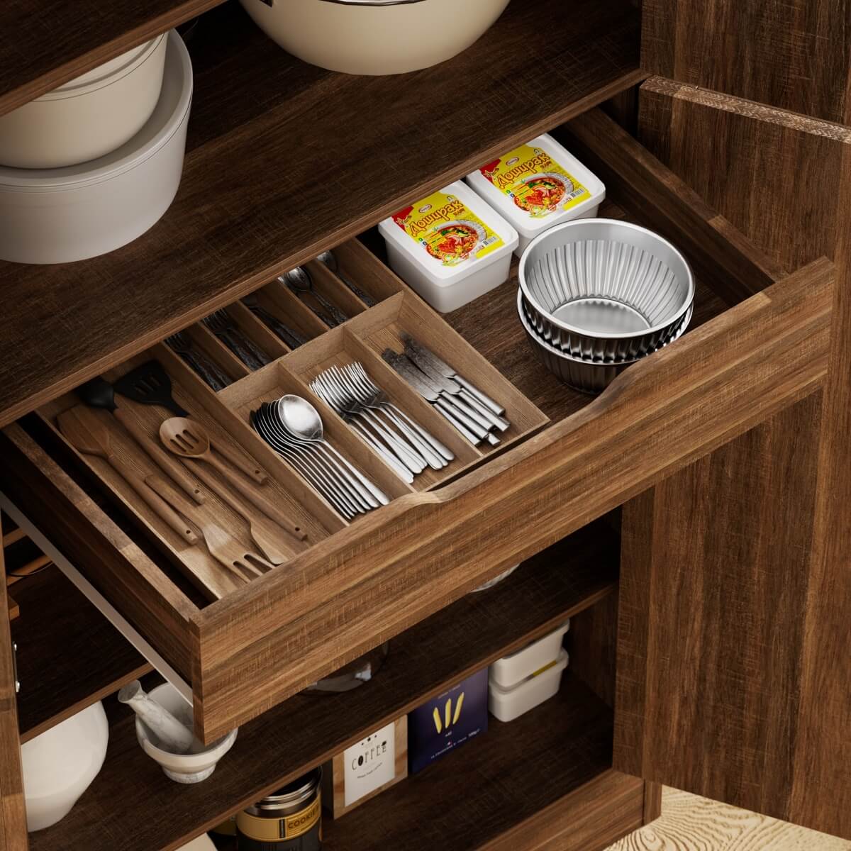 71 Inch Freestanding Farmhouse Kitchen Pantry Storage Cabinet