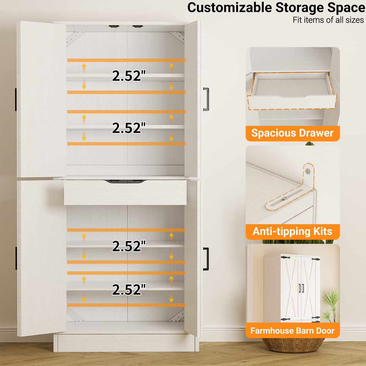 Kitchen Pantry Storage Cabinet, Freestanding Organizer