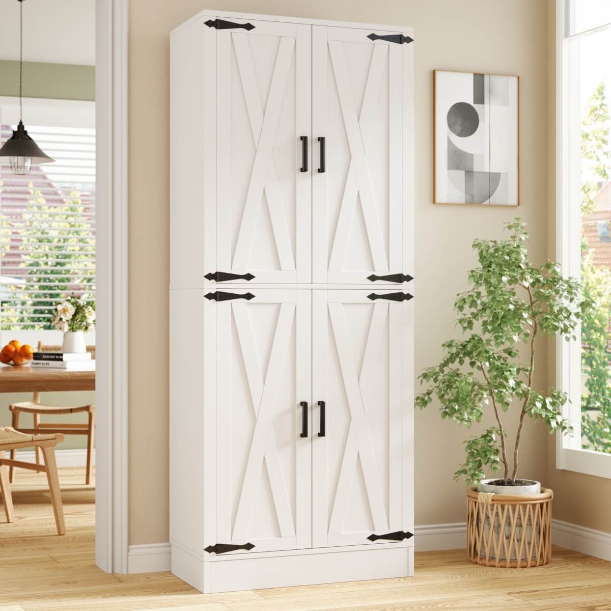 71 Inch Freestanding Farmhouse Kitchen Pantry Storage Cabinet