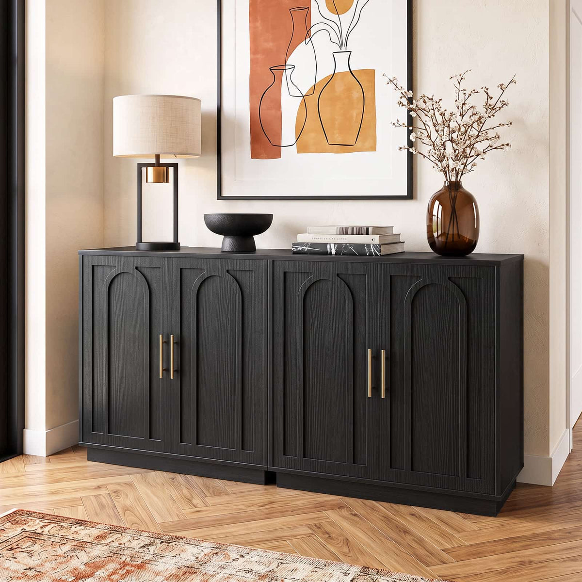 63" W Modern Sideboard Buffet Cabinet with Storage