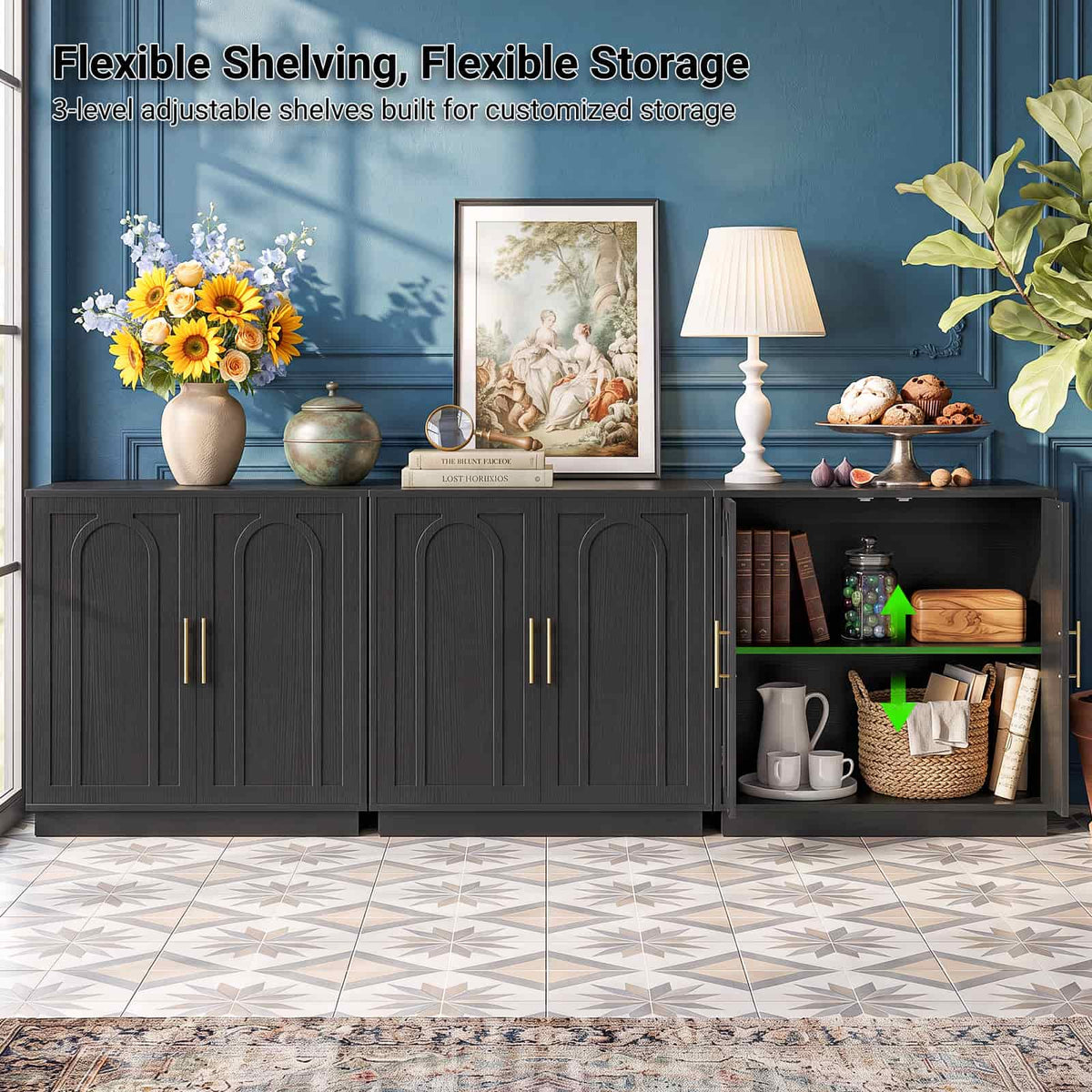 94.5" W Modern Sideboard Buffet Cabinet with Storage