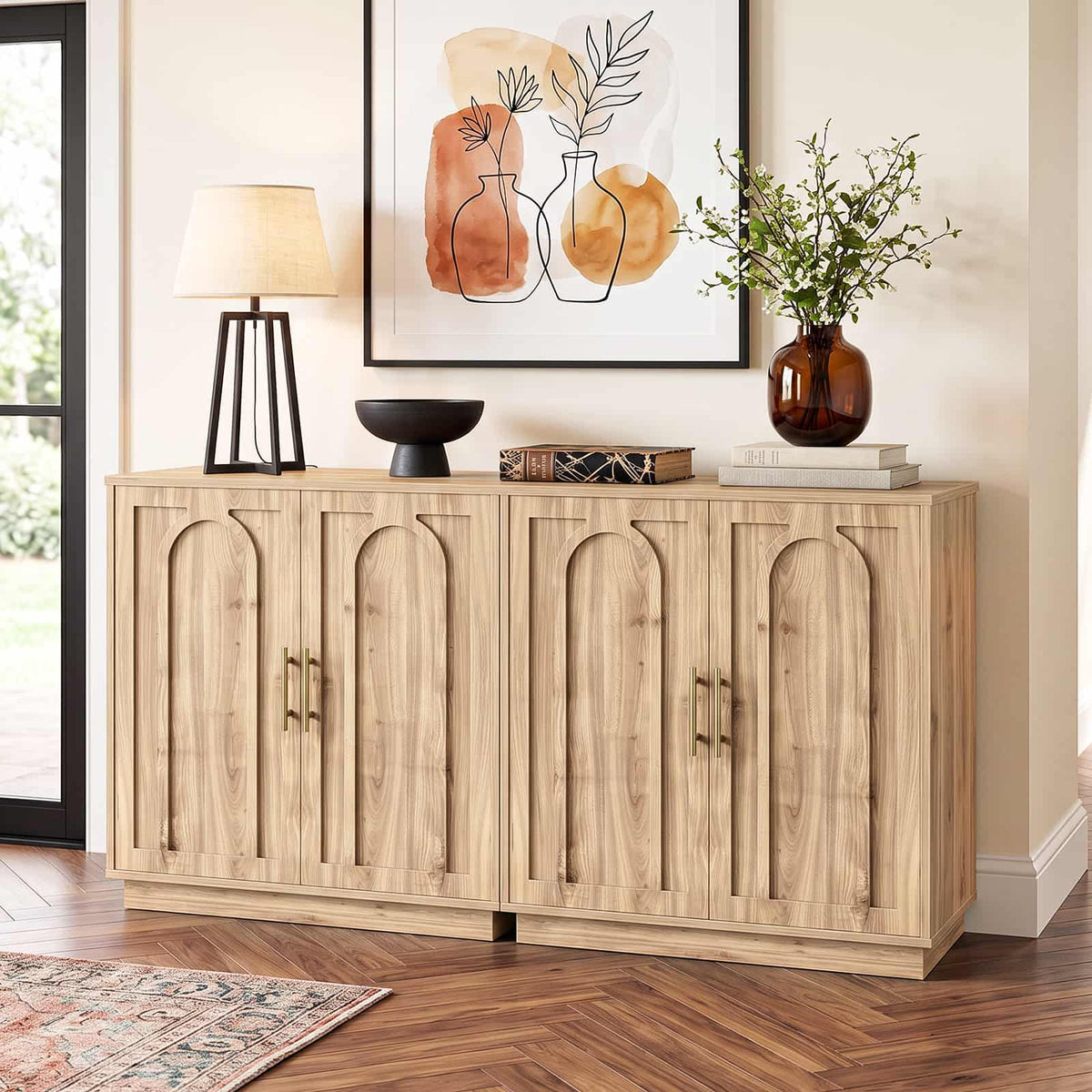 63" W Modern Sideboard Buffet Cabinet with Storage