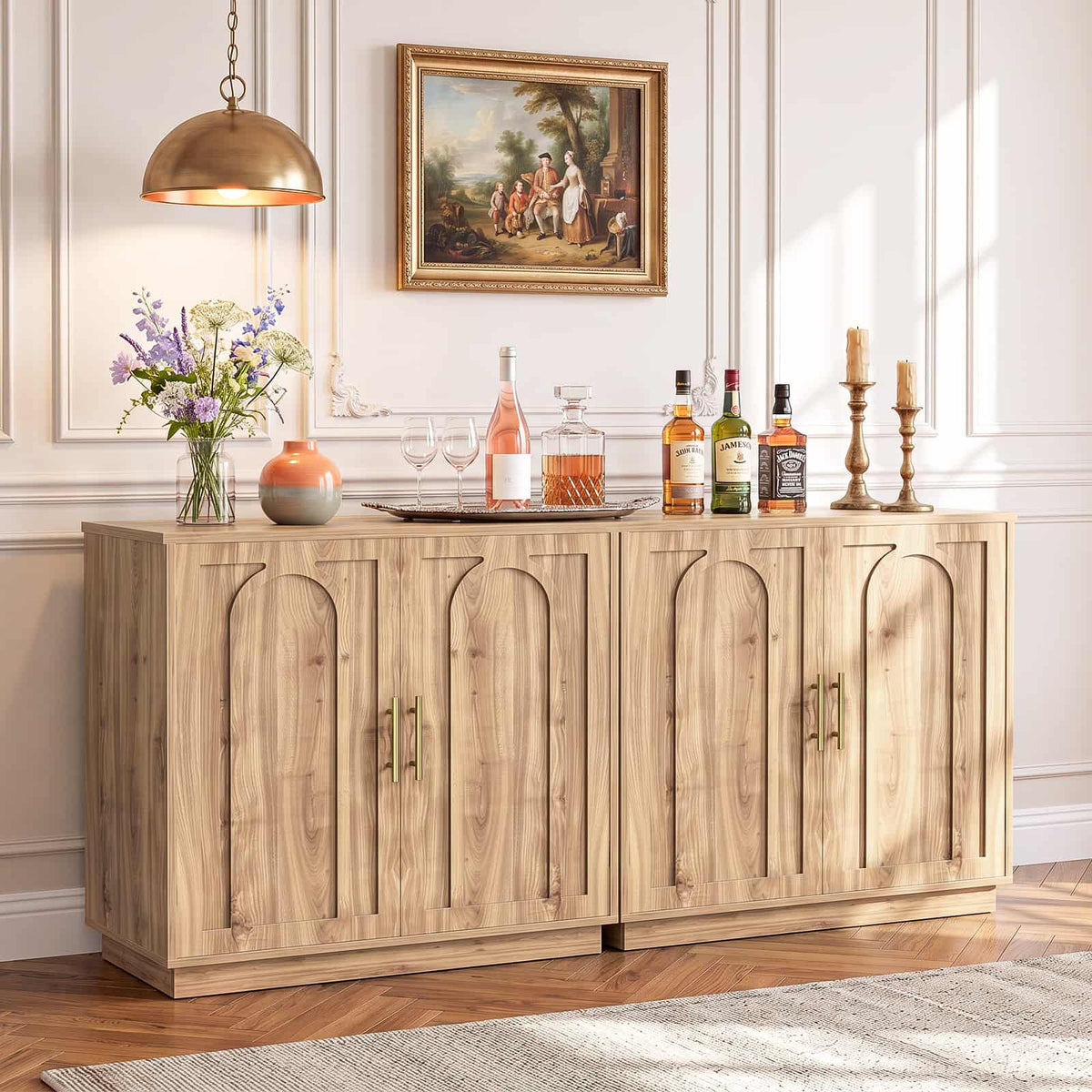 63" W Modern Sideboard Buffet Cabinet with Storage