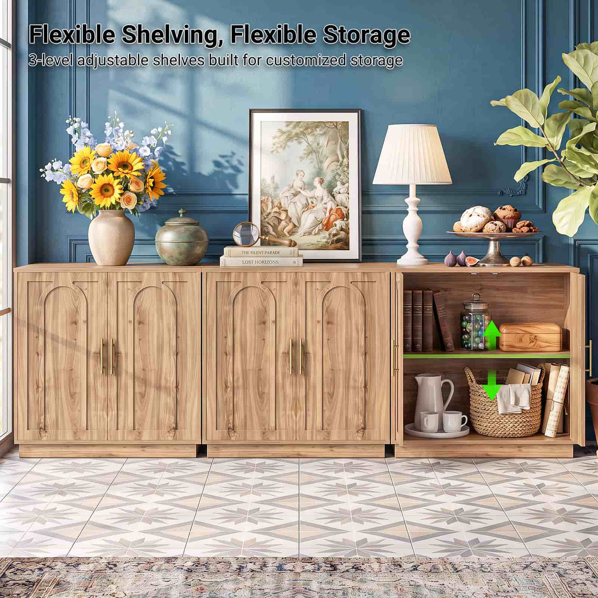 94.5" W Modern Sideboard Buffet Cabinet with Storage