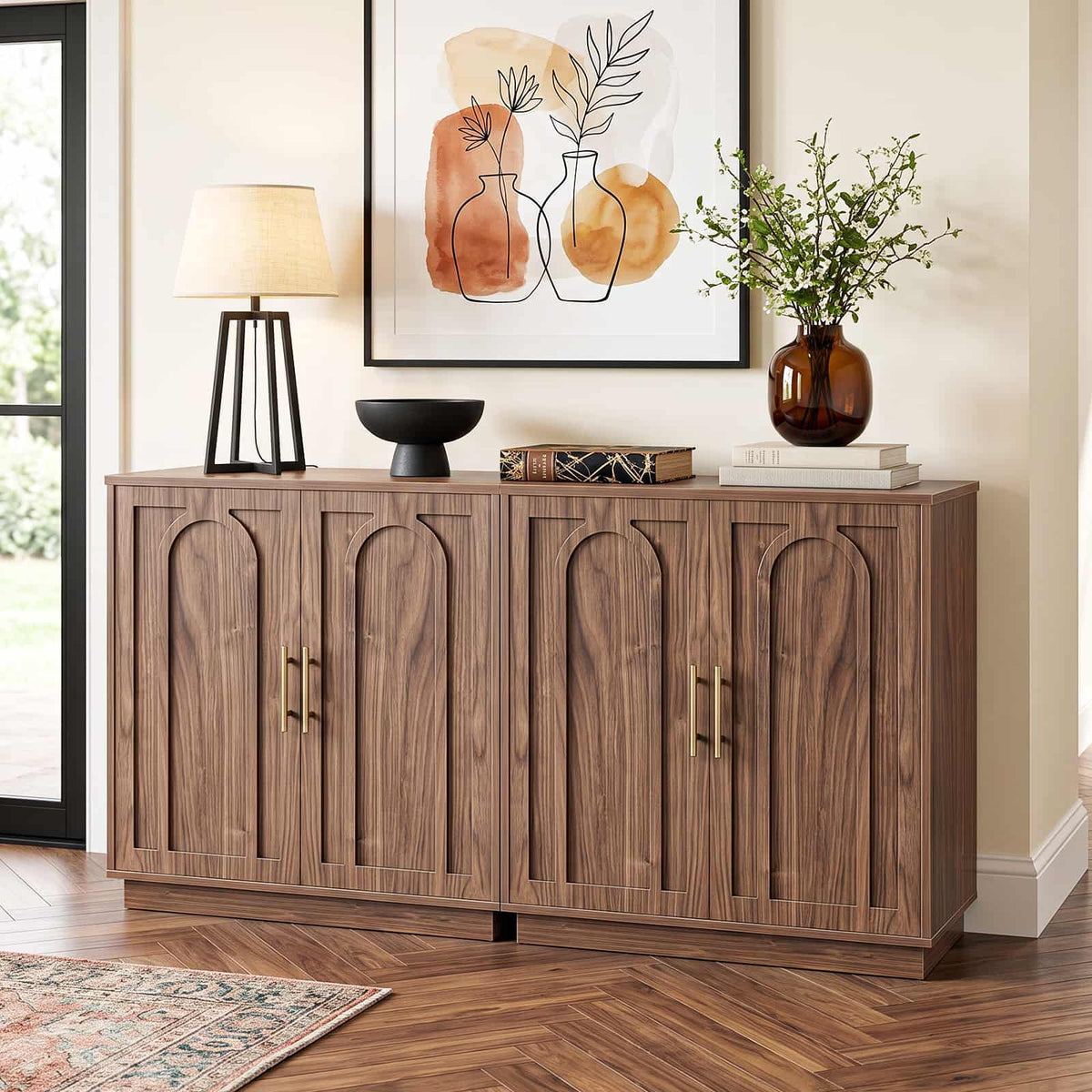 63" W Modern Sideboard Buffet Cabinet with Storage