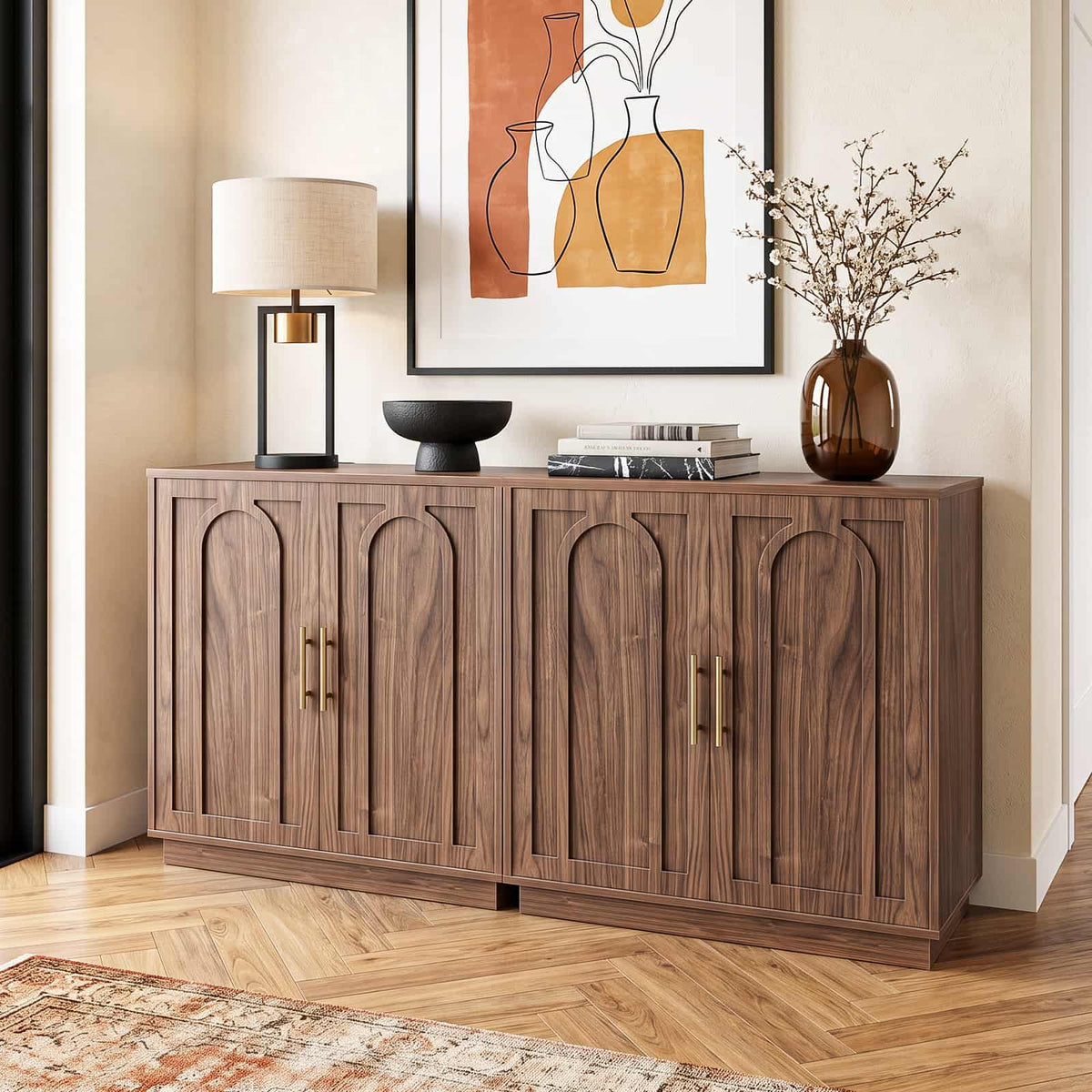 63" W Modern Sideboard Buffet Cabinet with Storage