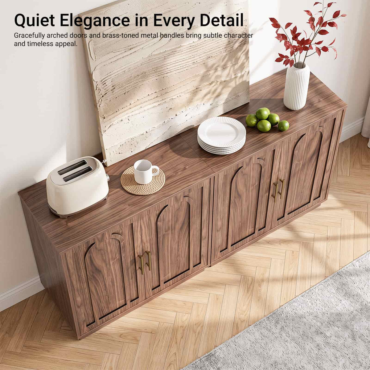 63" W Modern Sideboard Buffet Cabinet with Storage