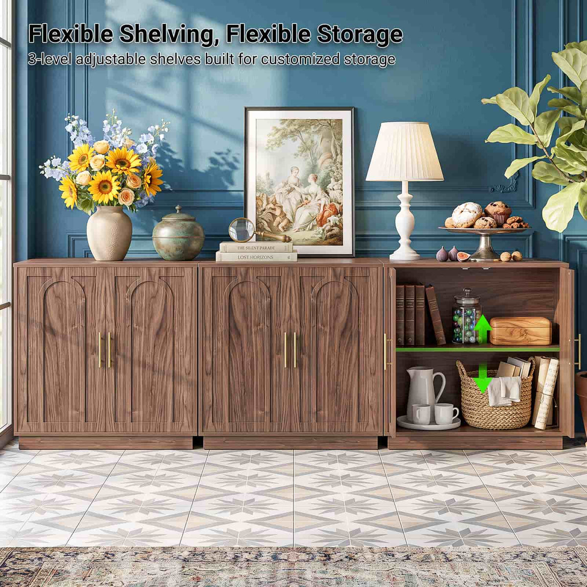 94.5" W Modern Sideboard Buffet Cabinet with Storage