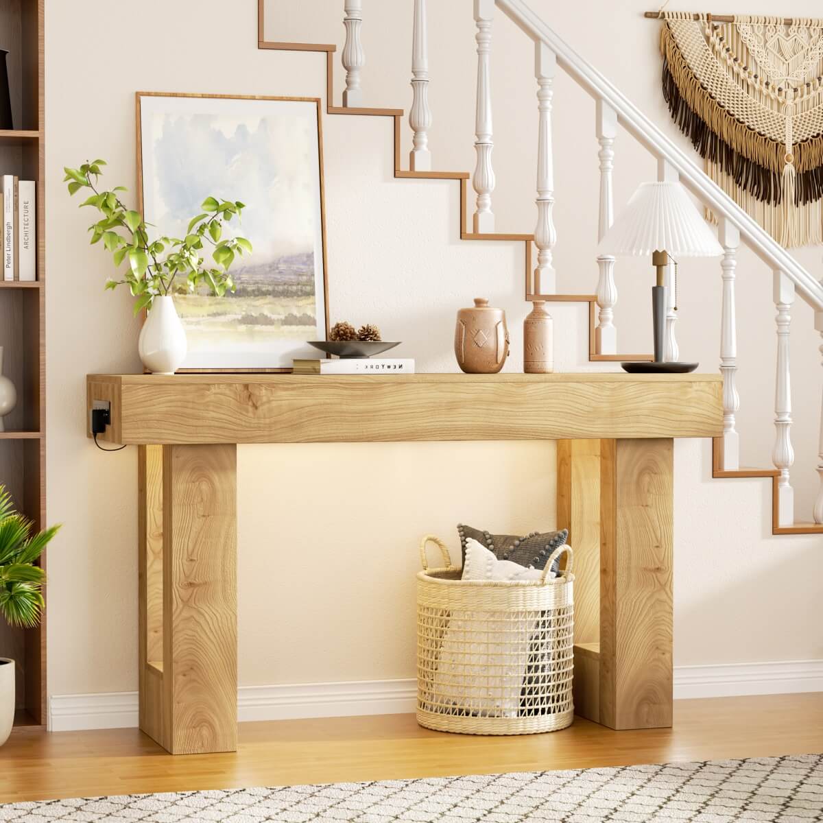 47'' Console Table with Outlets and Sensor Light