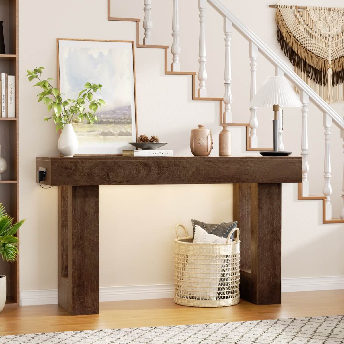 47'' Console Table with Outlets and Sensor Light