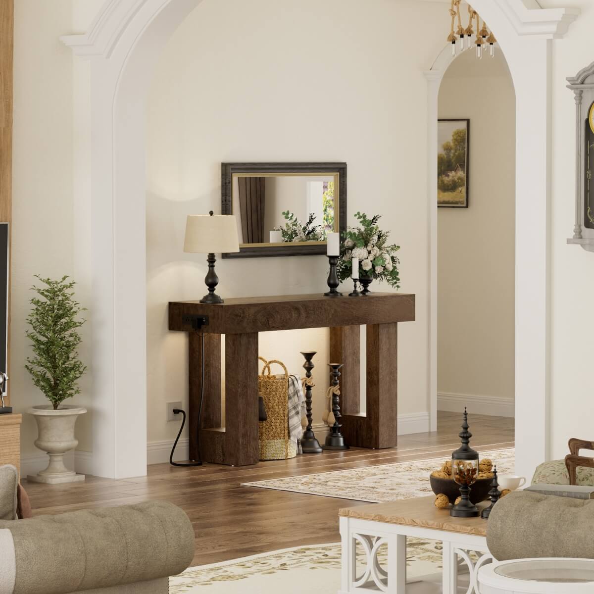 47'' Console Table with Outlets and Sensor Light