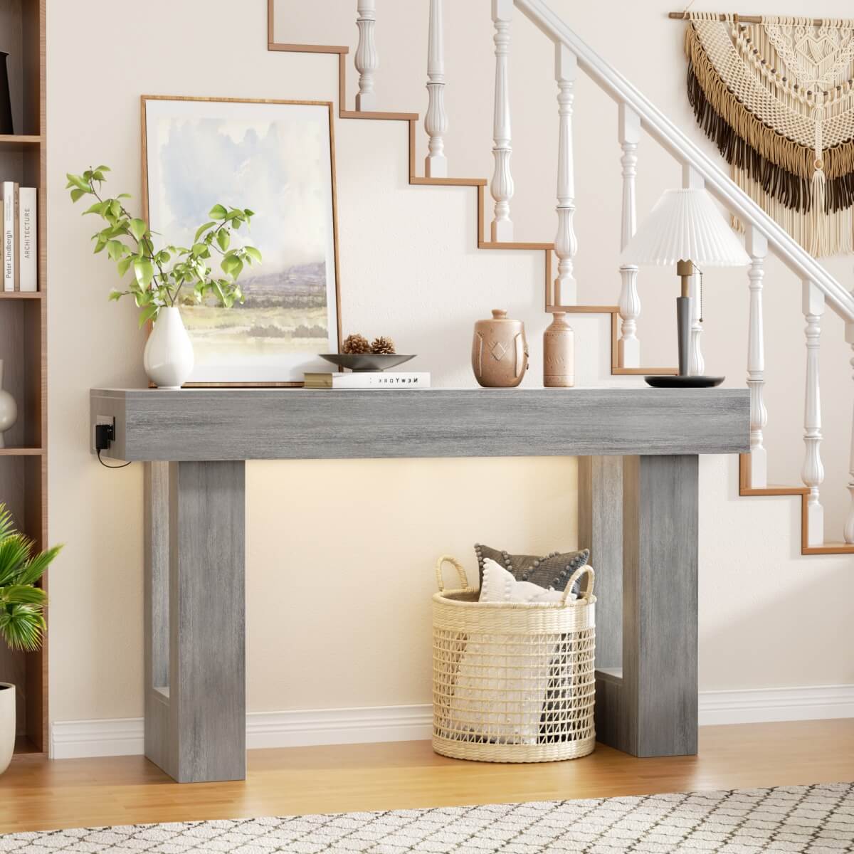 47'' Console Table with Outlets and Sensor Light