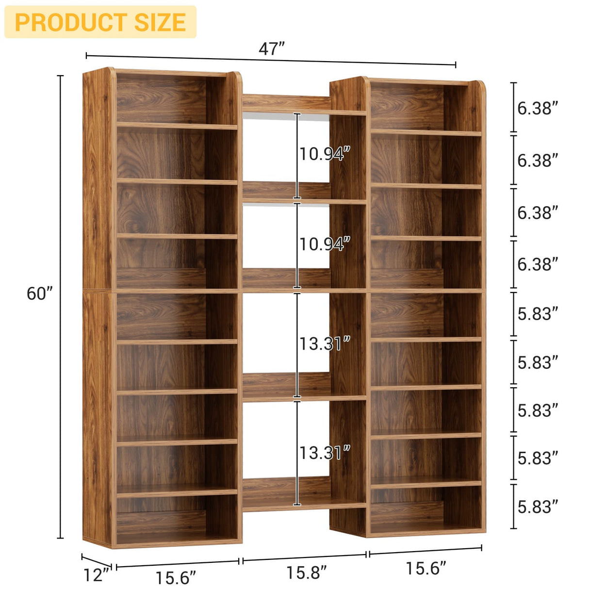 14-Tier Shoe Cabinet, Wood Shoe Storage Organizer for Entryway