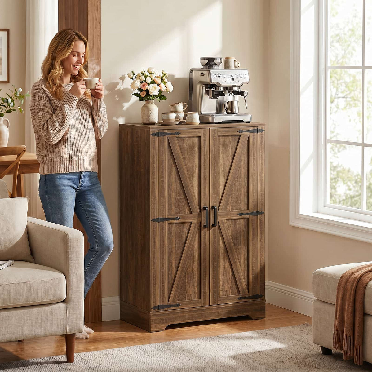 Kitchen Pantry Storage Cabinet with Adjustable Shelves