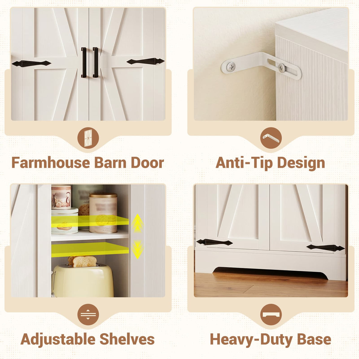 Kitchen Pantry Storage Cabinet with Adjustable Shelves
