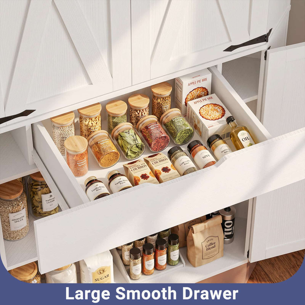 71" Tall Corner Cabinet with Doors and Adjustable Shelves, Drawer