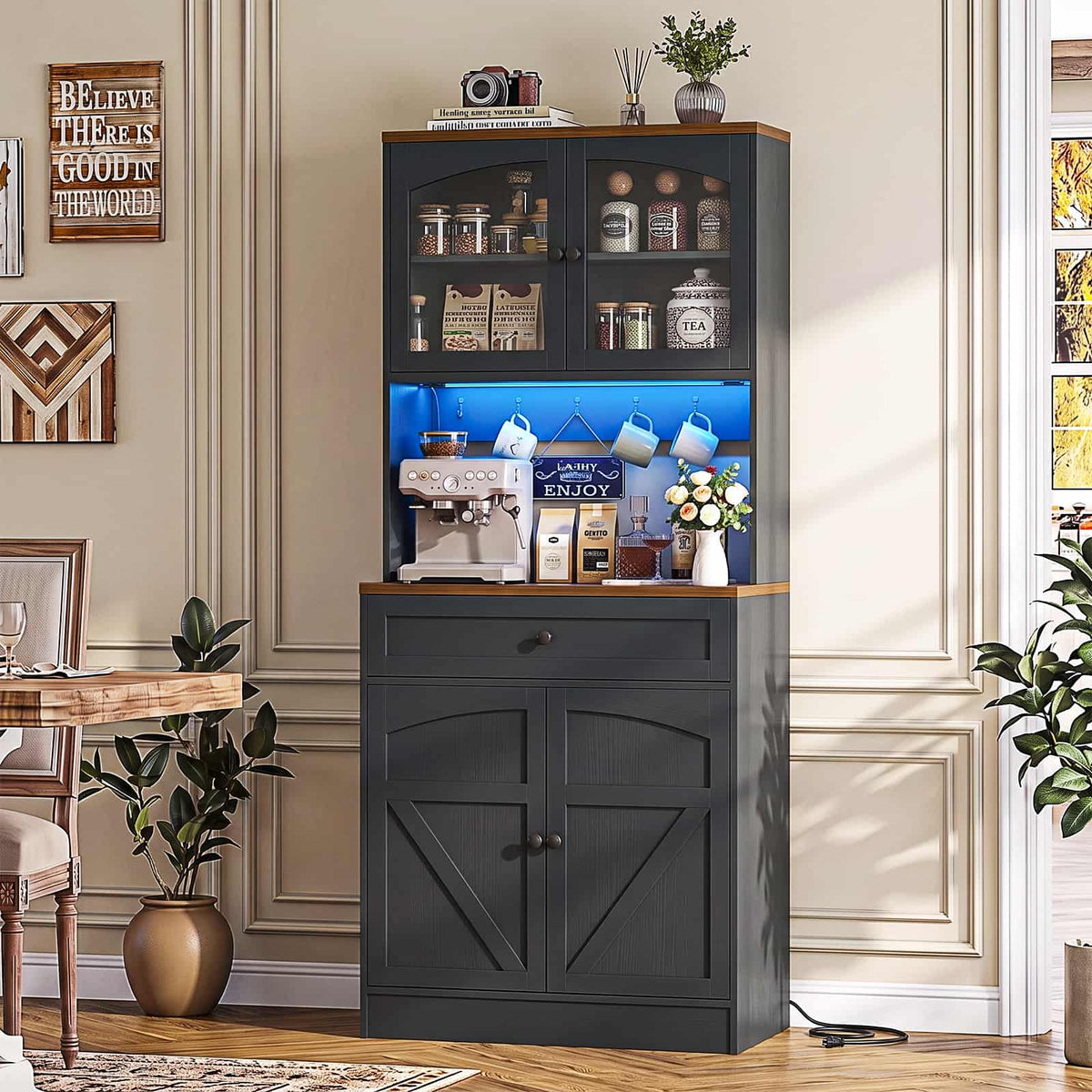 Kitchen Pantry Storage Cabinet with Adjustable Shelves