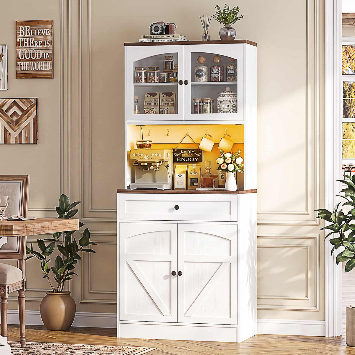 Kitchen Pantry Storage Cabinet with Adjustable Shelves