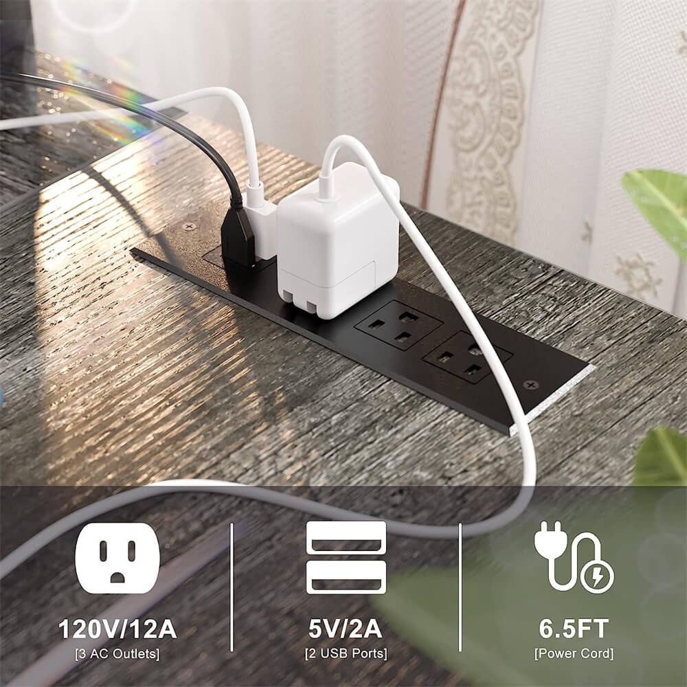 Unikito L Shaped Desk with Power Outlet & USB Port, 47 Inch Reversible Small Desk with LED Strip & Monitor Stand, Corner Computer Desk Writing Desk with Storage Shelves