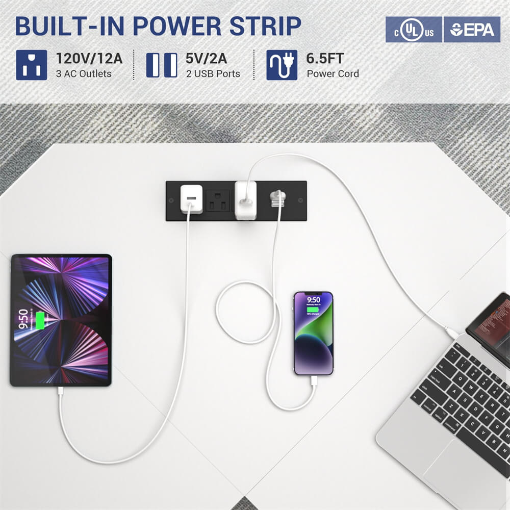 Unikito L Shaped Desk with Power Outlet and USB Ports, 55" Reversible Gaming Desk with Monitor Stand and LED Light, Corner Computer Desk with Storage Shelf