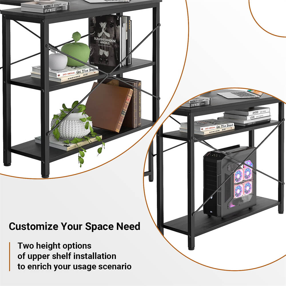 Unikito L Shaped Desk, 47 Inch Reversible Small Computer Desk with Storage, Modern Corner Desk with Shelf for Home Office